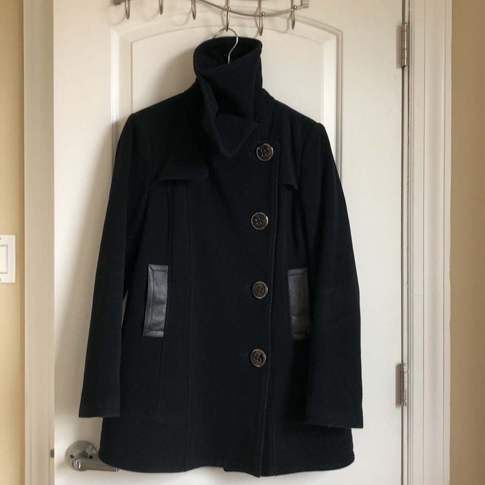 Mackage Asymmetrical Wool Coat in Black